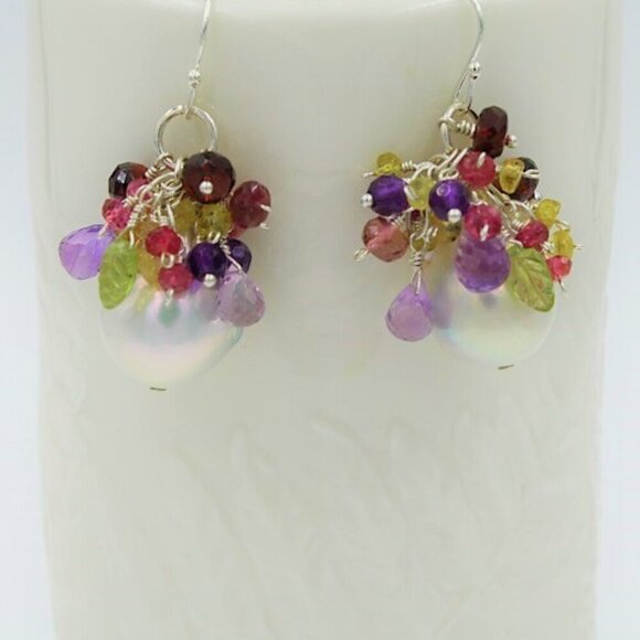 Multi-Gemstone Bouquet Earrings NWT - Picture 1 of 2